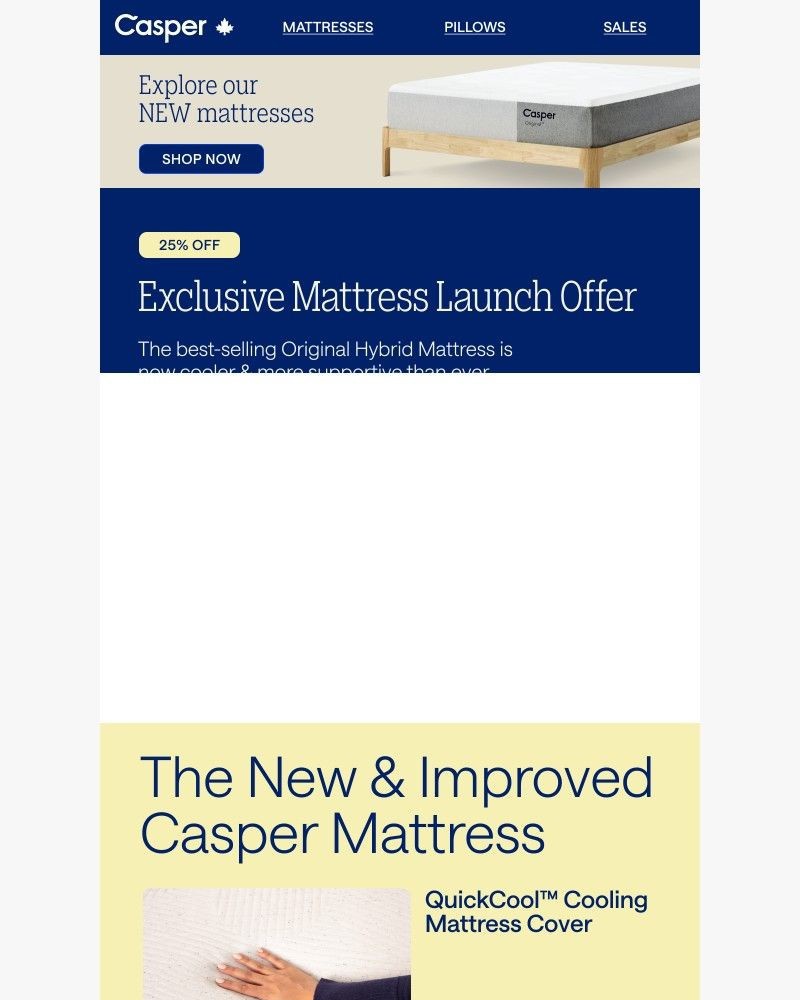 Screenshot of email sent to a Casper Newsletter subscriber