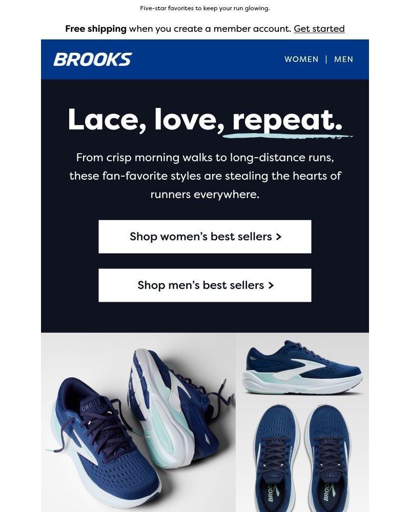 Screenshot of email sent to a Brooks Newsletter subscriber