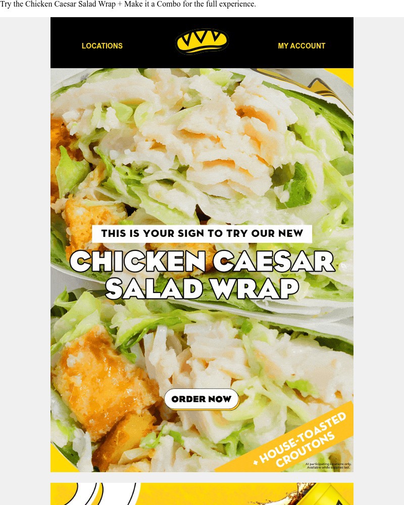 Screenshot of email sent to a Which Wich Registered user