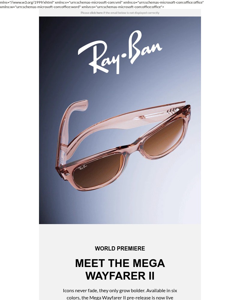 Screenshot of email sent to a Ray-Ban Newsletter subscriber