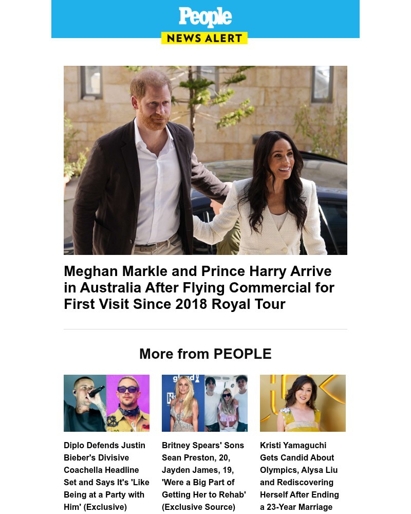 Screenshot of email sent to a People Newsletter subscriber