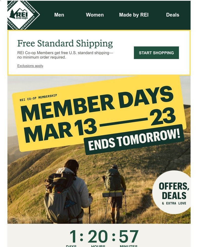 Screenshot of email sent to a REI Co-op Newsletter subscriber