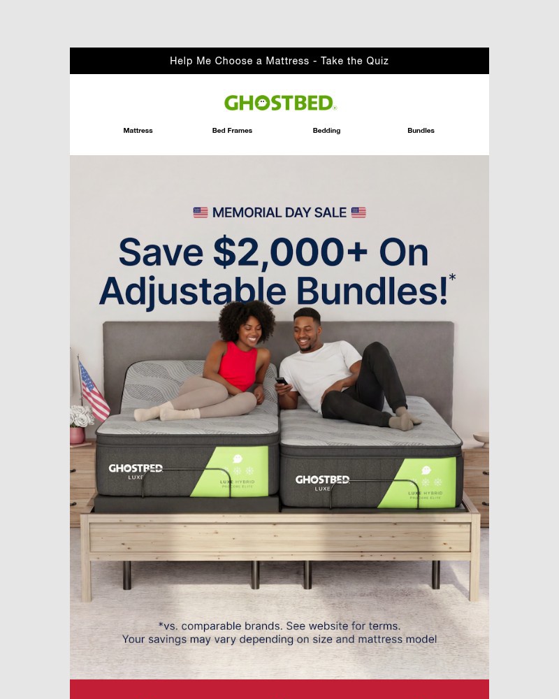 Screenshot of email sent to a Ghost Bed Newsletter subscriber