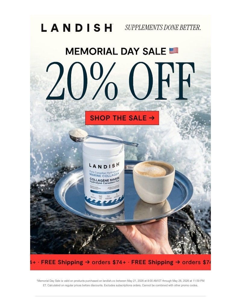 Screenshot of email sent to a Landish Newsletter subscriber