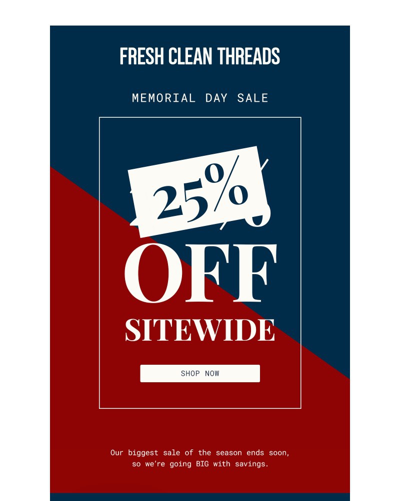 Screenshot of email sent to a Fresh Clean Threads Newsletter subscriber