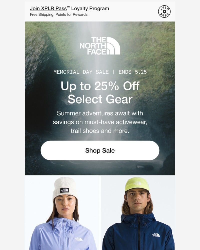 Screenshot of email sent to a The North Face Newsletter subscriber