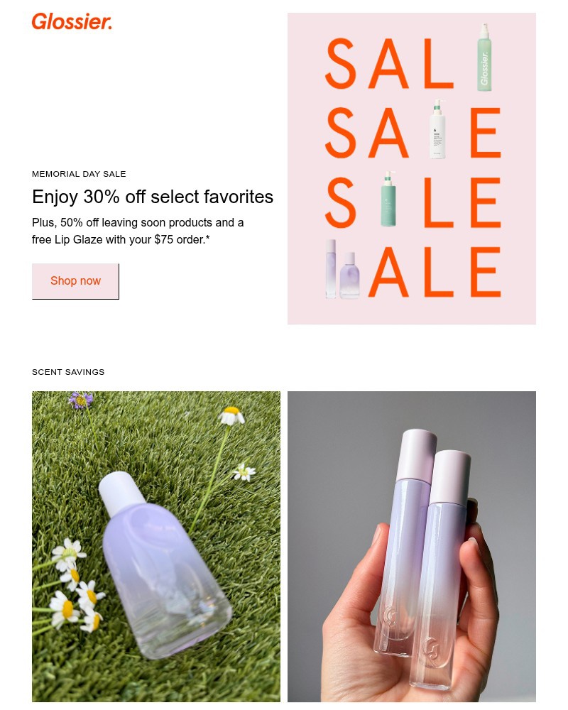 Screenshot of email sent to a Glossier Newsletter subscriber