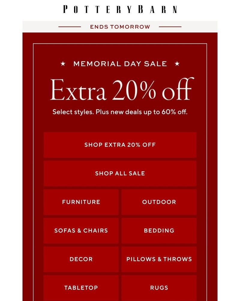 Screenshot of email sent to a Pottery Barn Cart abandoner