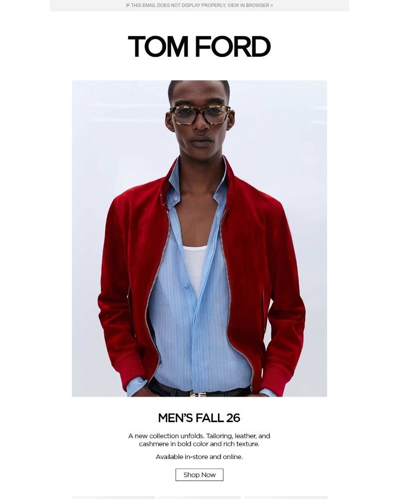 Screenshot of email sent to a Tom Ford Newsletter subscriber