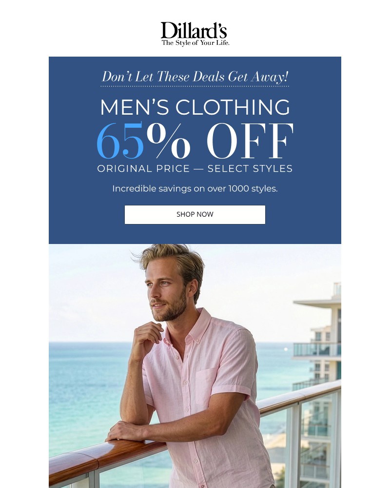 Screenshot of email sent to a Dillards Newsletter subscriber