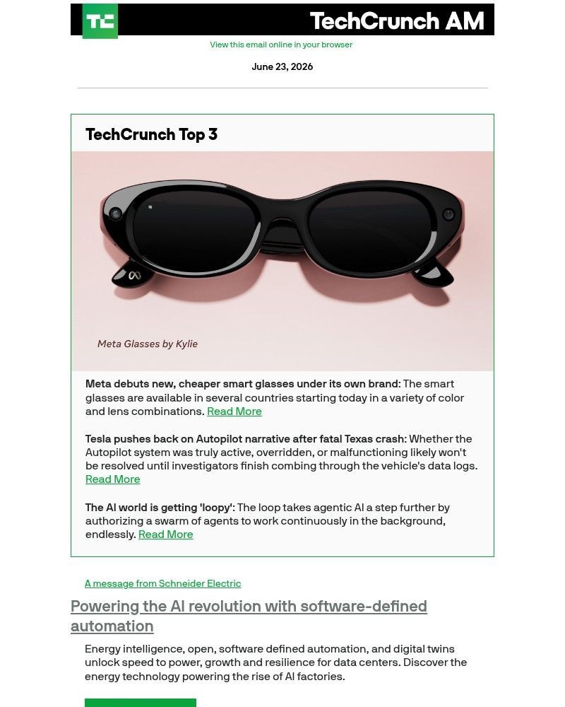 Screenshot of email with subject /media/emails/meta-debuts-new-cheaper-smart-glasses-under-its-own-brand-528c60-cropped-128d0e64.jpg