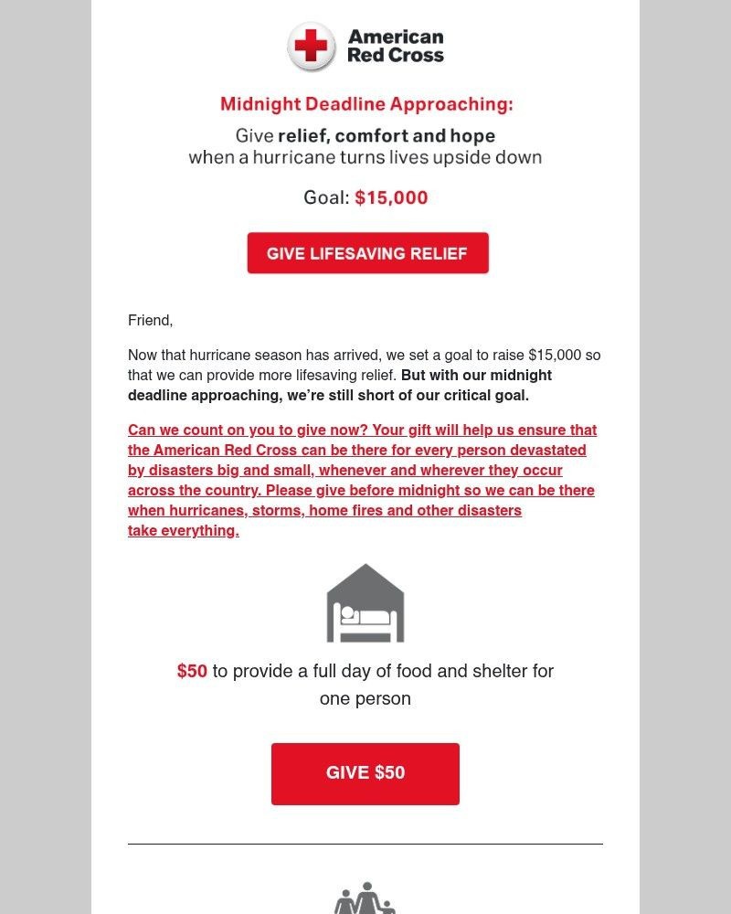 Screenshot of email sent to a American Red Cross Newsletter subscriber