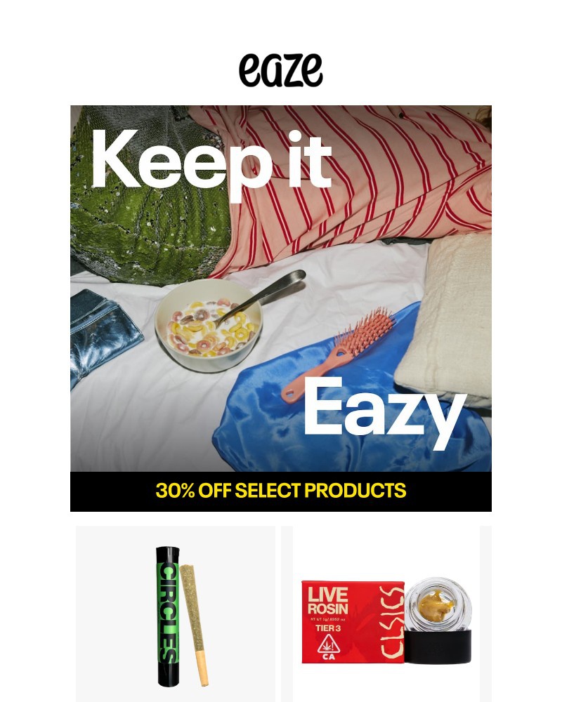 Screenshot of email sent to a Eaze Registered user