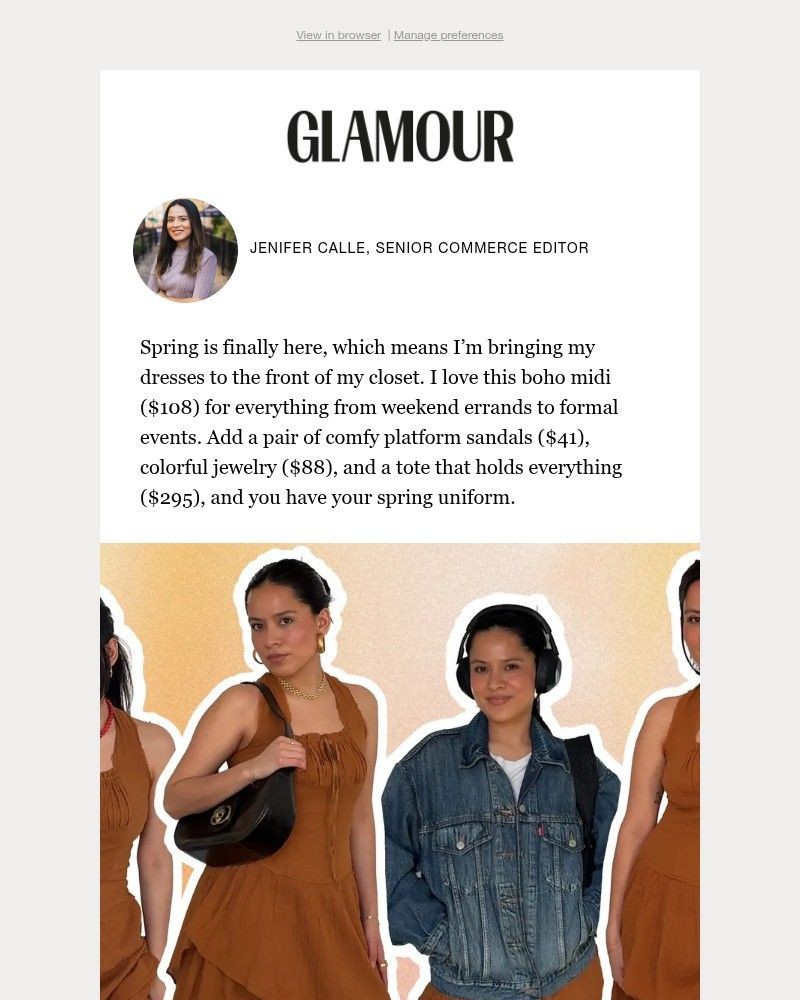 Screenshot of email sent to a Glamour Newsletter subscriber