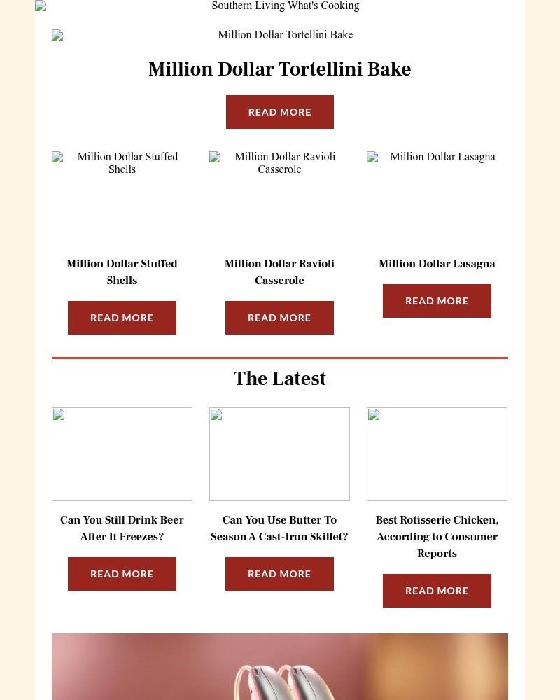Screenshot of email sent to a Southern Living Newsletter subscriber