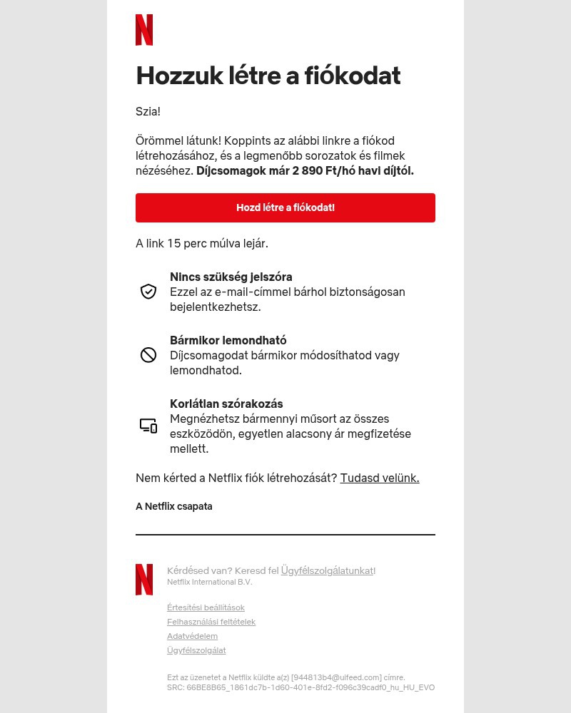 Screenshot of email sent to a Netflix Trial user