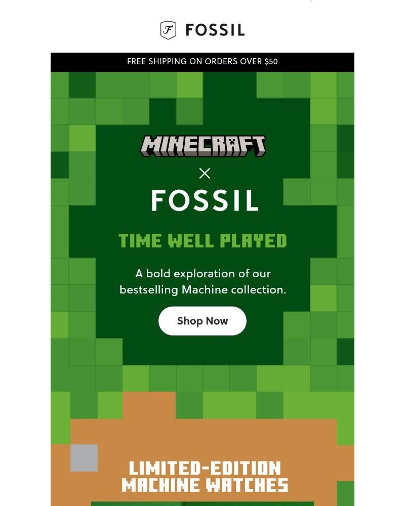 Screenshot of email with subject /media/emails/minecraft-x-fossil-0c77d6-cropped-2323a250.jpg