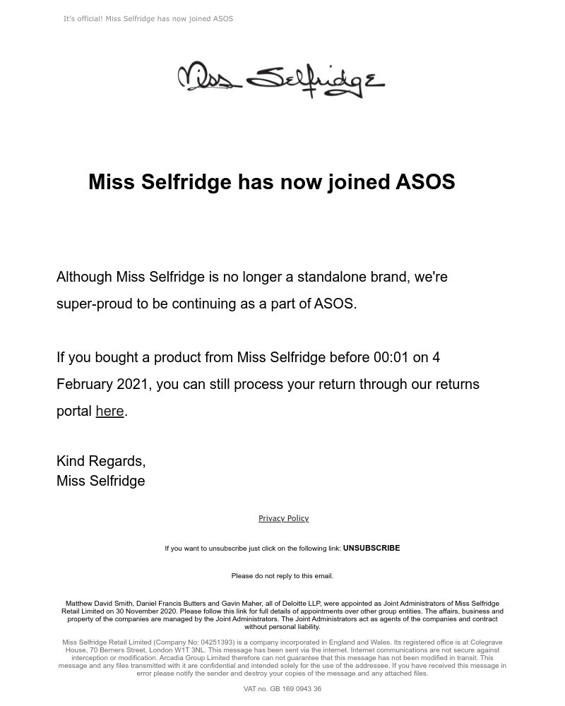 Screenshot of email with subject /media/emails/miss-selfridge-is-now-part-of-asos-603220-cropped-369d2969.jpg