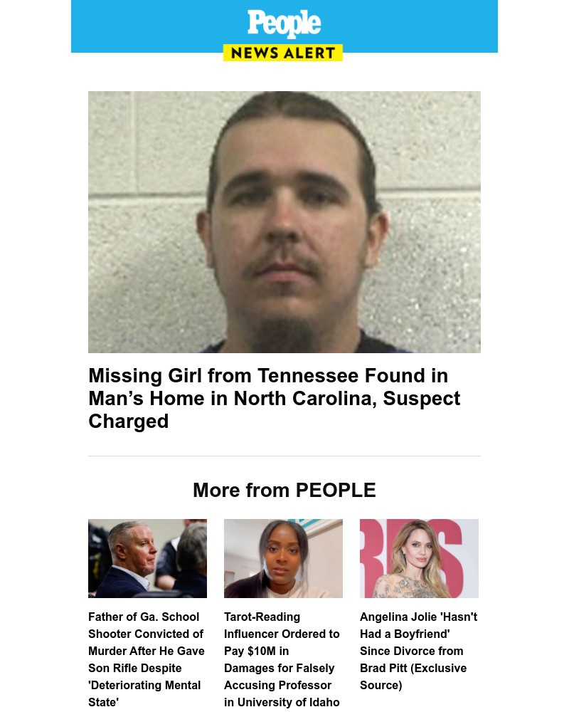 Screenshot of email sent to a People Newsletter subscriber