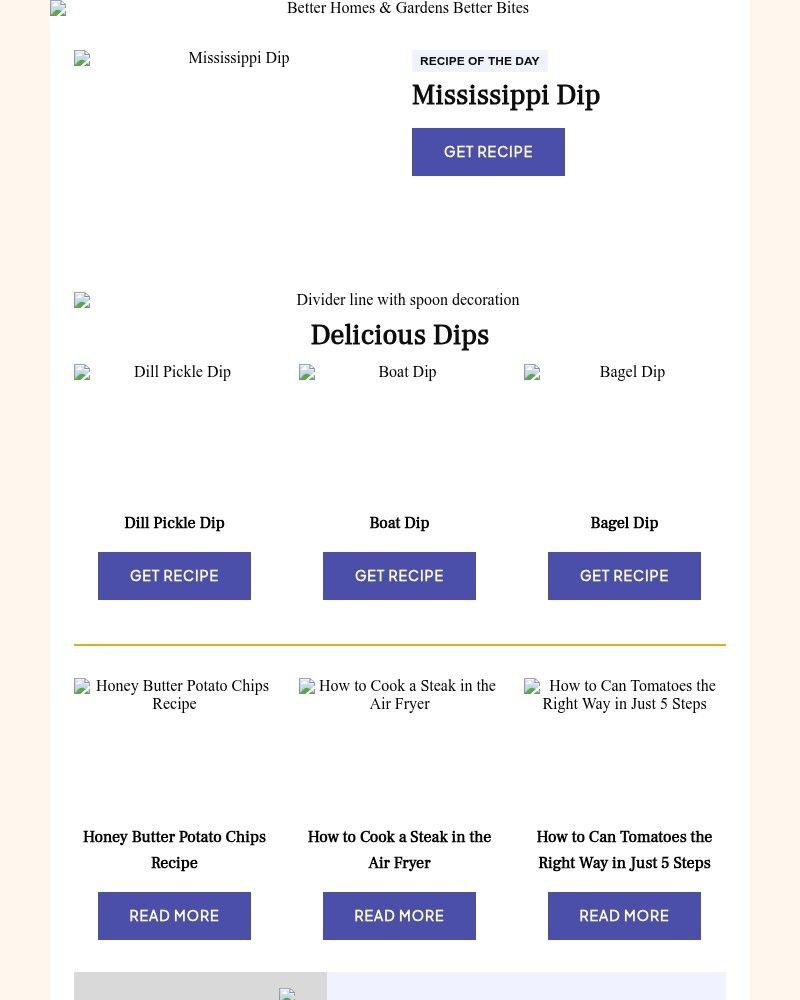 Screenshot of email sent to a Better Homes and Gardens Newsletter subscriber