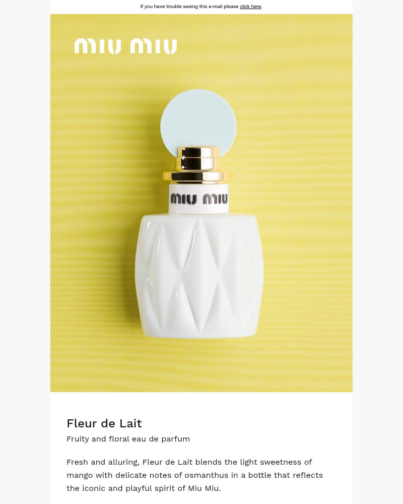 Screenshot of email sent to a Miu Miu Newsletter subscriber