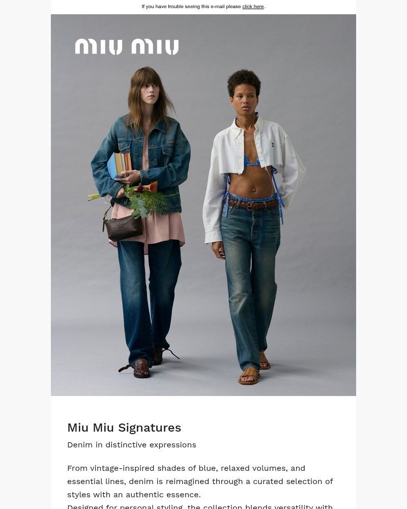 Screenshot of email sent to a Miu Miu Newsletter subscriber