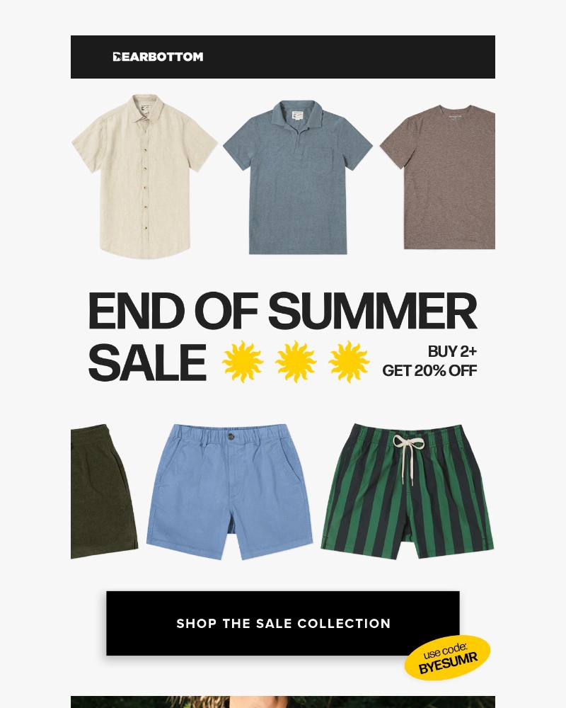 Screenshot of email sent to a Bearbottom Clothing Newsletter subscriber