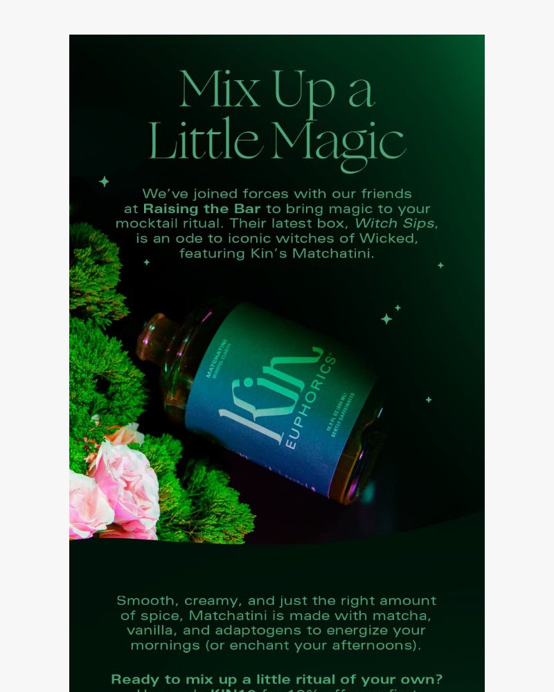 Screenshot of email sent to a Kin Euphorics Newsletter subscriber