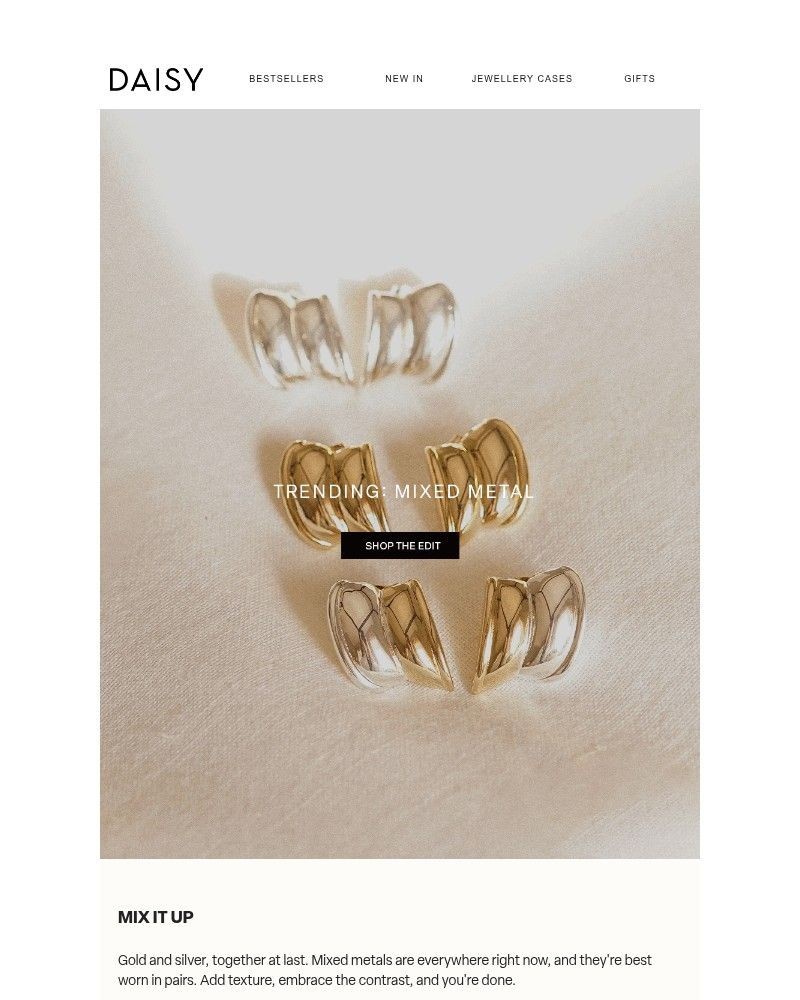 Screenshot of email sent to a Daisy Jewellery Newsletter subscriber