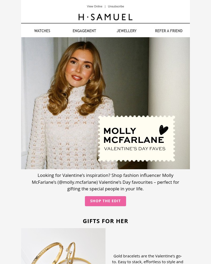 Screenshot of email sent to a H.Samuel Newsletter subscriber