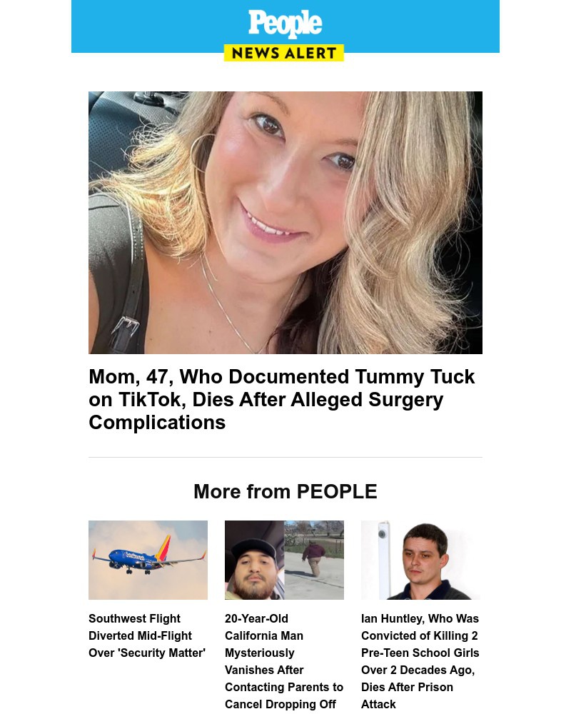 Screenshot of email sent to a People Newsletter subscriber