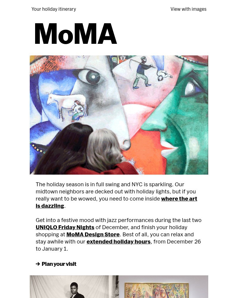 Screenshot of email sent to a The Museum of Modern Art (MoMA) Newsletter subscriber
