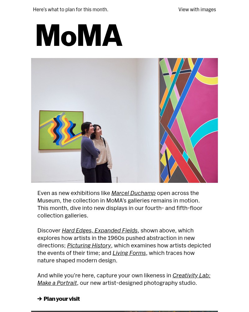 Screenshot of email sent to a The Museum of Modern Art (MoMA) Newsletter subscriber