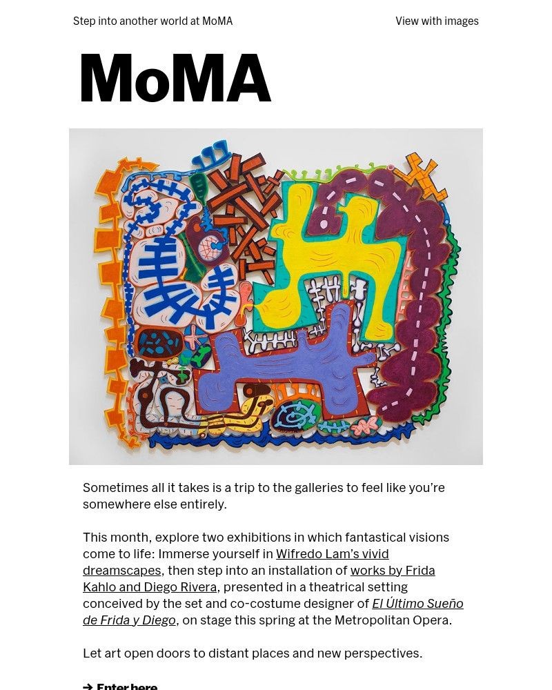 Screenshot of email sent to a The Museum of Modern Art (MoMA) Newsletter subscriber