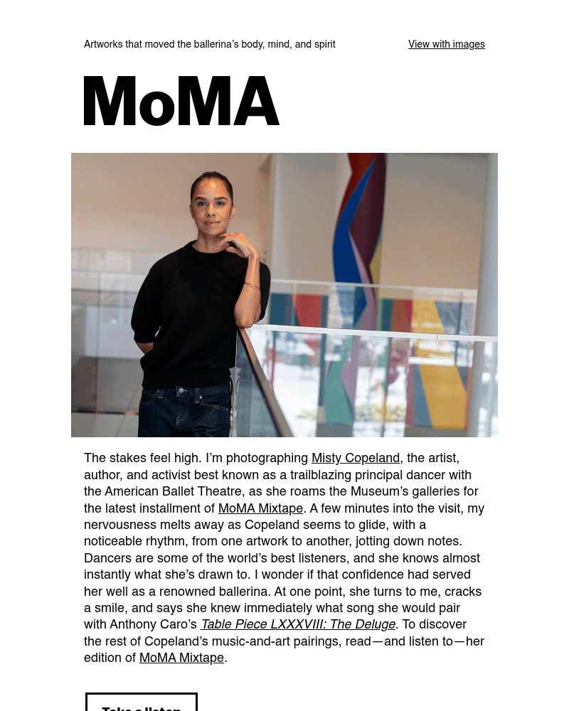 Screenshot of email sent to a The Museum of Modern Art (MoMA) Newsletter subscriber