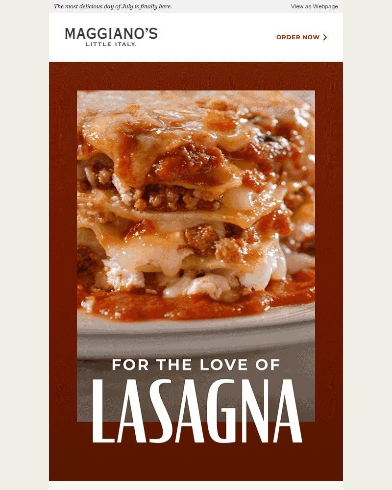 Screenshot of email sent to a Maggiano’s Little Italy Newsletter subscriber