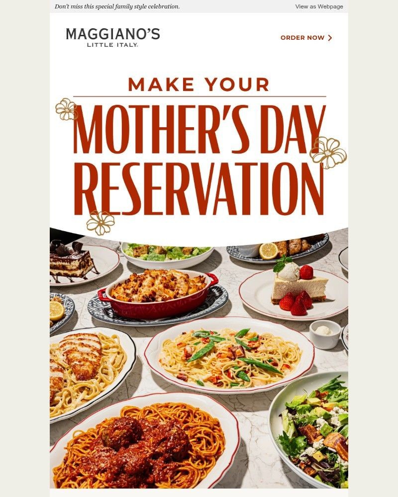 Screenshot of email sent to a Maggiano’s Little Italy Newsletter subscriber