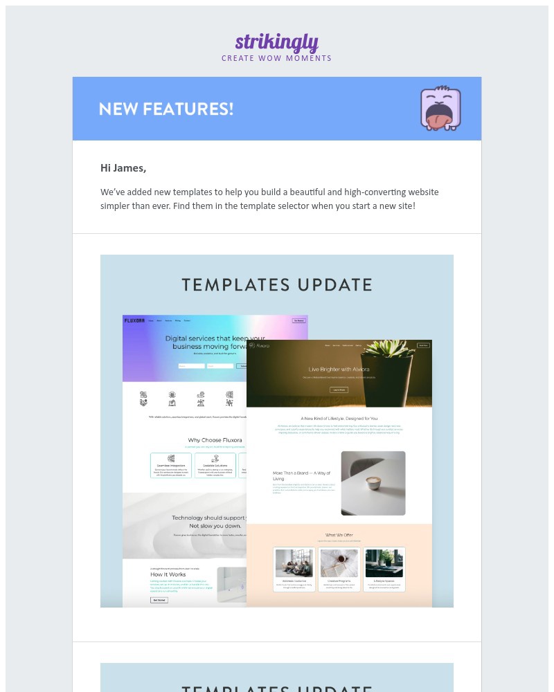 Screenshot of email sent to a Strikingly Registered user