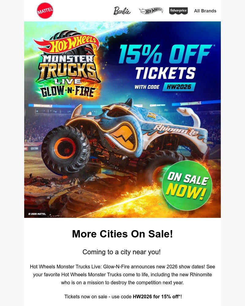 Screenshot of email sent to a Mattel Newsletter subscriber