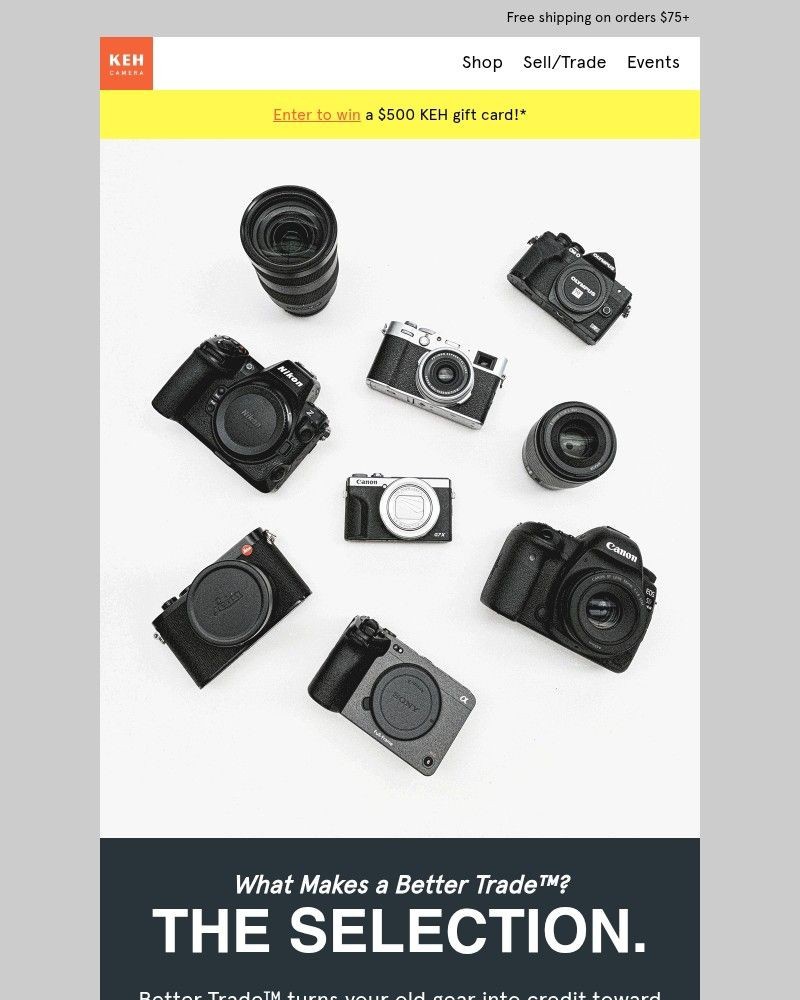 Screenshot of email sent to a KEH Camera Newsletter subscriber
