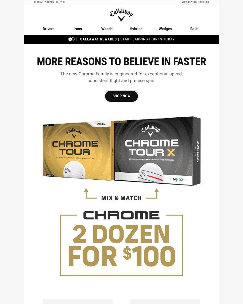 Screenshot of email sent to a Callaway Golf Newsletter subscriber