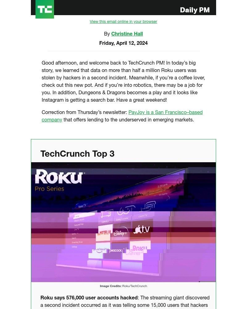 Screenshot of email with subject /media/emails/more-roku-user-data-hacked-094324-cropped-5c3ca10c.jpg