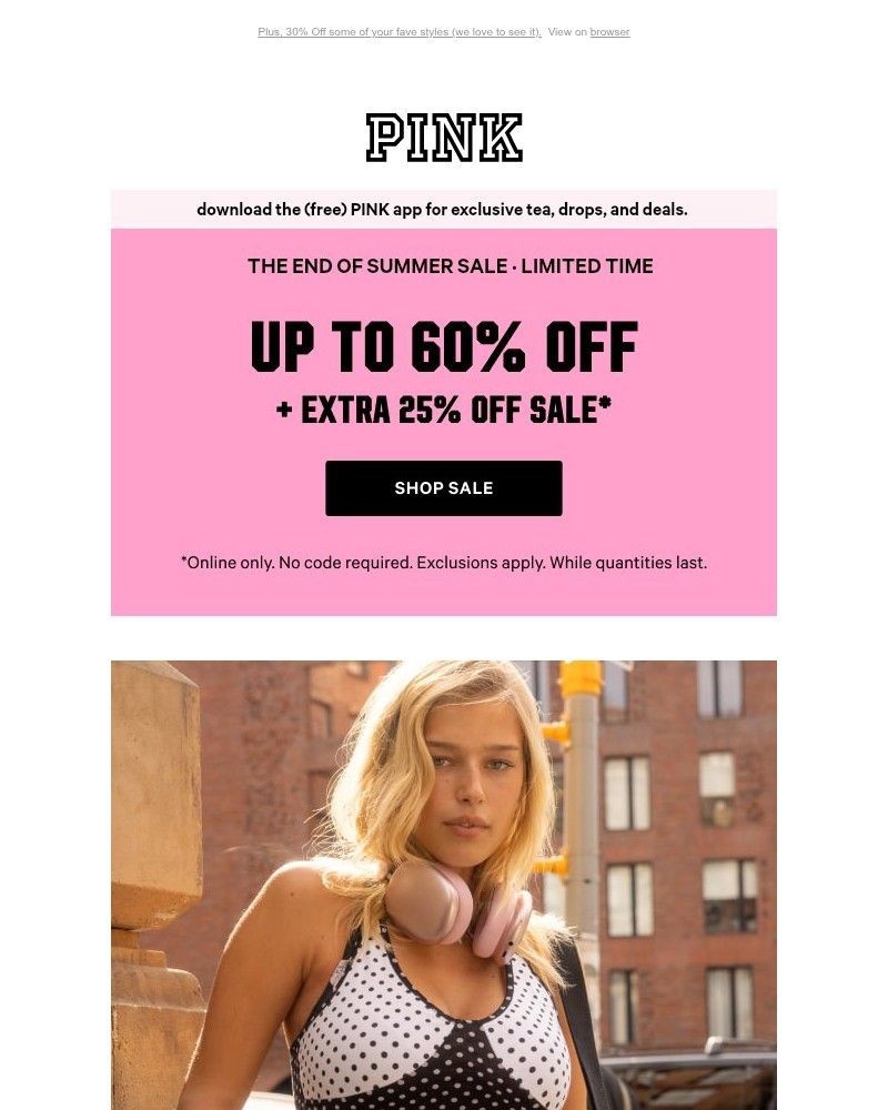 Screenshot of email sent to a Victoria's Secret Newsletter subscriber