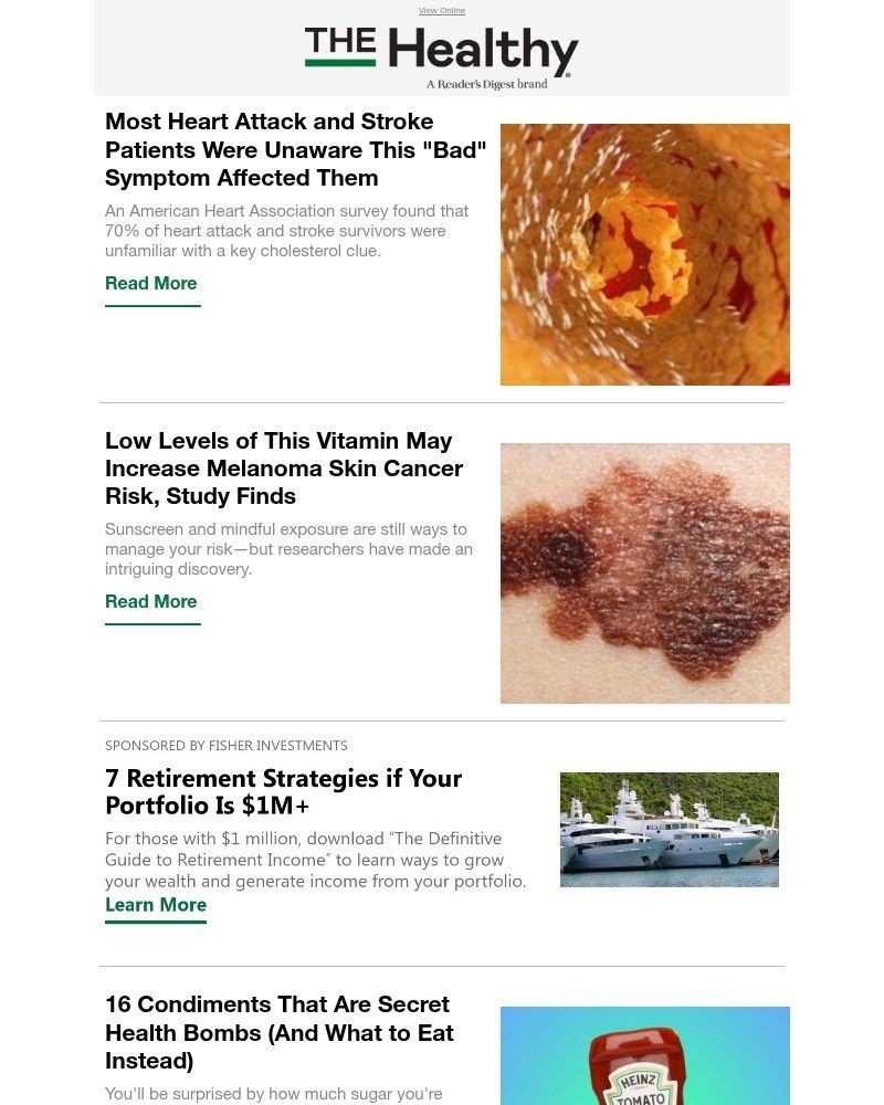 Screenshot of email sent to a Reader’s Digest Newsletter subscriber