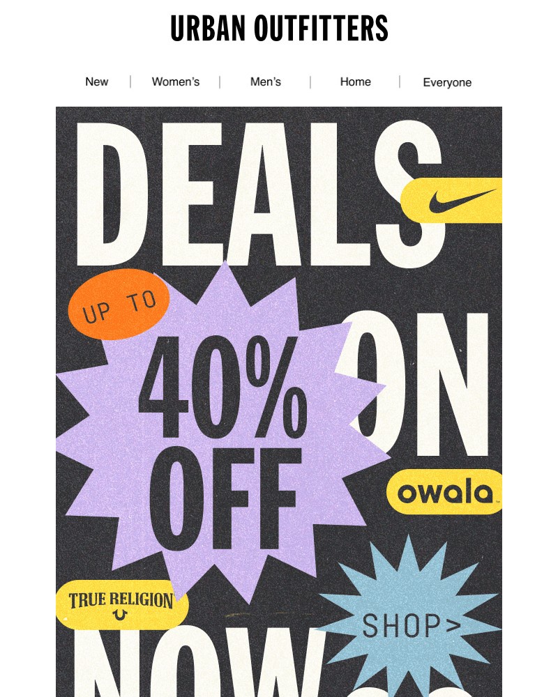 Screenshot of email with subject /media/emails/most-hyped-brands-up-to-40-off-84973e-cropped-8cc659bd.jpg