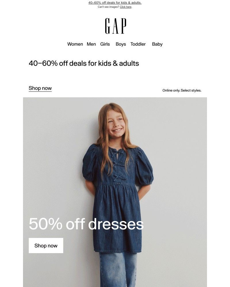 Screenshot of email with subject /media/emails/most-loved-dresses-are-50-off-more-deals-for-you-b5881b-cropped-d3e4ae9b.jpg