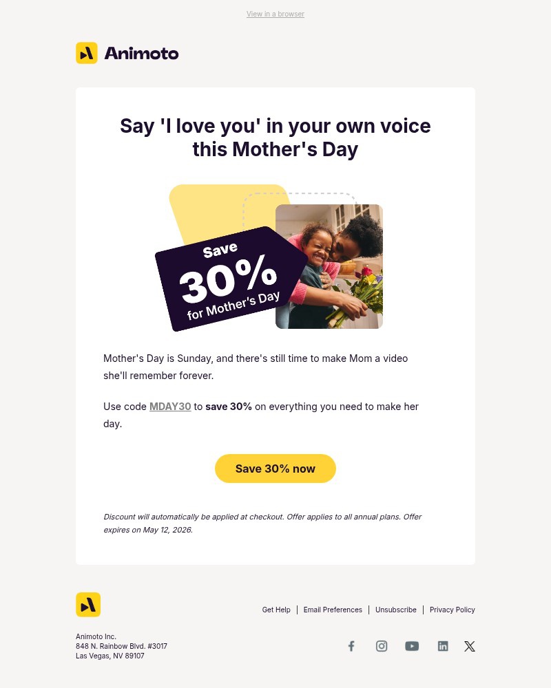 Screenshot of email with subject /media/emails/mothers-day-is-sunday-save-30-on-her-video-1438e4-cropped-08c3adee.jpg