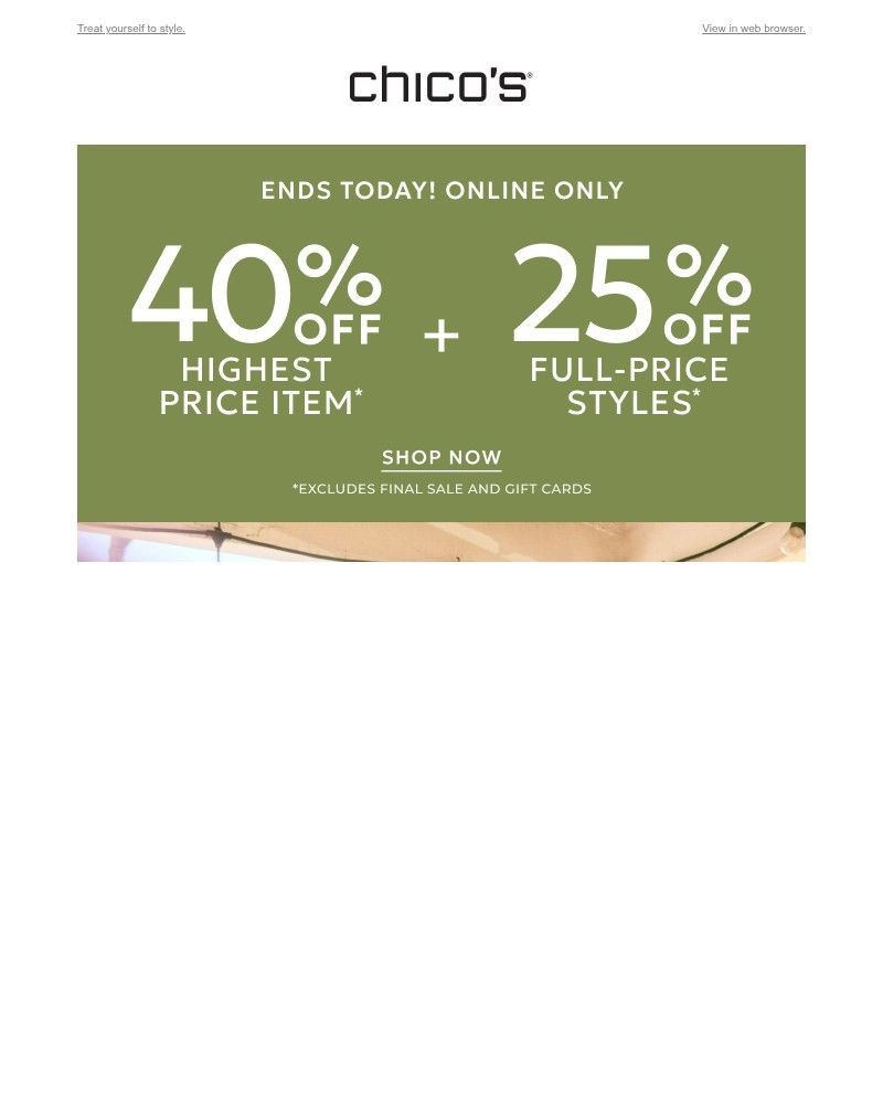 Screenshot of email sent to a Chico’s Newsletter subscriber
