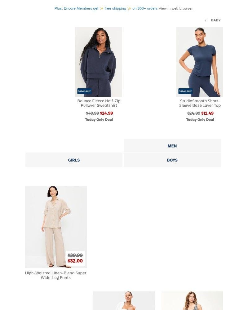 Screenshot of email sent to a Old Navy Newsletter subscriber