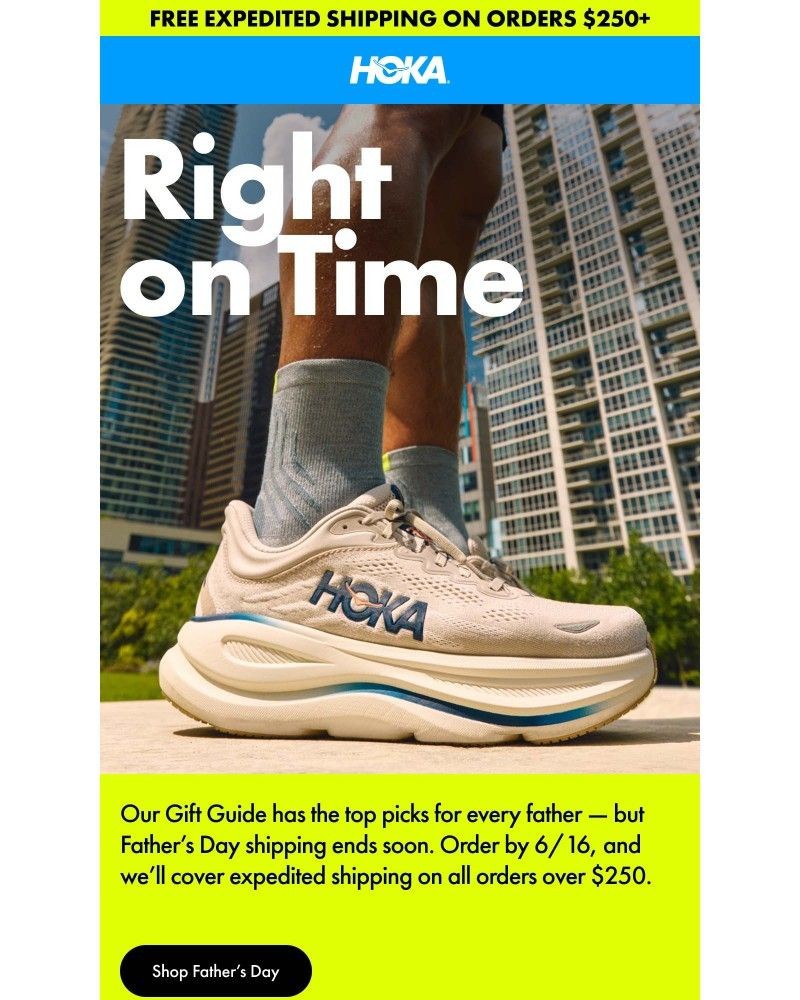 Screenshot of email sent to a Hoka Newsletter subscriber